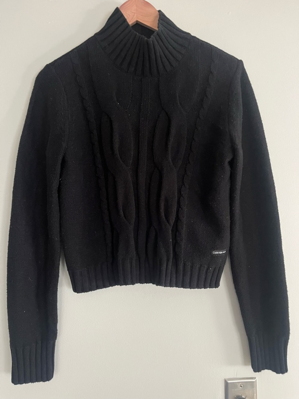 Calvin Klein Jeans Black Cable-Knit Turtleneck Sweater